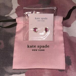 Kate Spade Ruby/Gold Heart Stud Earrings